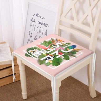 Pembe Summer Filamingo Özel Tasarım Fermuarlı Sandalye Minderi