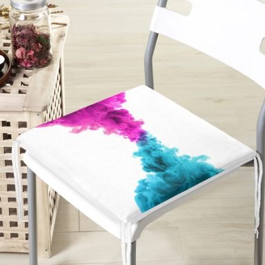 Renli Duman Desenli Modern Fermuarlı Sandalye Minderi