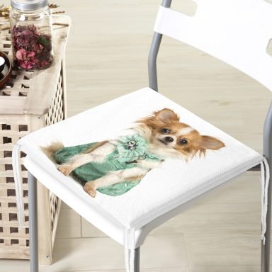 Sevimli Köpek Dijital Baskılı Modern Fermuarlı Sandalye Minderi