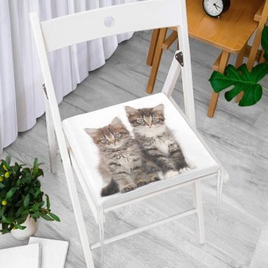 Sevimli Tekir Kedicikler Modern Fermuarlı Sandalye Minderi