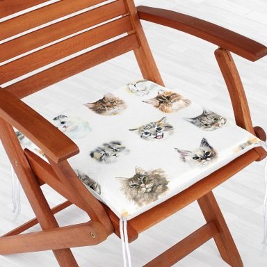 Çeşitli Kedi Desenli Modern Fermuarlı Sandalye Minderi