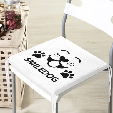 SmileDog Motifli Dijital Baskılı Modern Fermuarlı Sandalye Minderi
