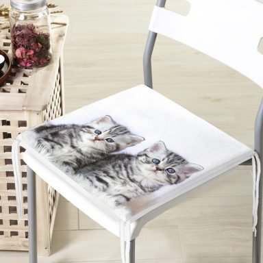 Yavru Kedi Desenli Modern Fermuarlı Sandalye Minderi