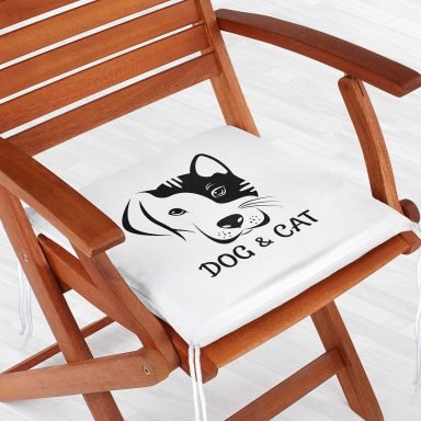 Dog & Cat Dijital Baskılı Modern Fermuarlı Sandalye Minderi