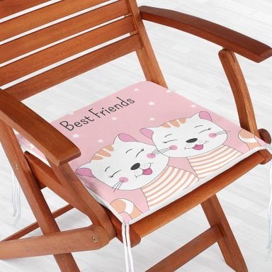 Best Friends Kediler Özel Tasarımlı Fermuarlı Sandalye Minderi