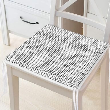 Siyah Beyaz Damalı Modern Fermuarlı Sandalye Minderi