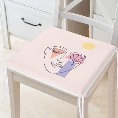Pembe Zeminde Bohemian Özel Tasarım Fermuarlı Sandalye Minderi