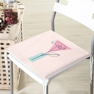 Pembe Zeminde Gül Motifli Bohemian Dekoratif Fermuarlı Sandalye Minderi