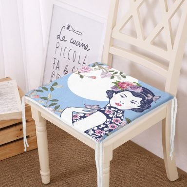 Çiçek Detaylı Modern Kadın Motifli Dekoratif Fermuarlı Sandalye Minderi