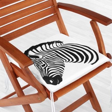 Zebra Desen Dekoratif Kare Sandalye Minderi 40x40cm Fermuarlı - f604