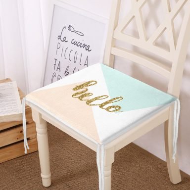 Gold Hello Yazılı Modern Motifler Dijital Baskılı Modern Fermuarlı Sandalye Minderi