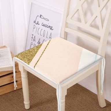 Pembe Krem Gold Motifli Dijital Baskılı Modern Fermuarlı Sandalye Minderi