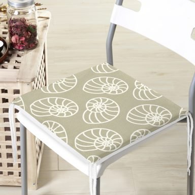 Vizon Zeminde Deniz Salyangozu Motifli Dijital Baskılı Modern Fermuarlı Sandalye Minderi