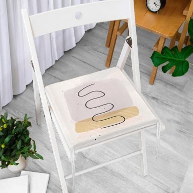 Renkli Onedraw Çizimli Dijital Baskılı Modern Fermuarlı Sandalye Minderi