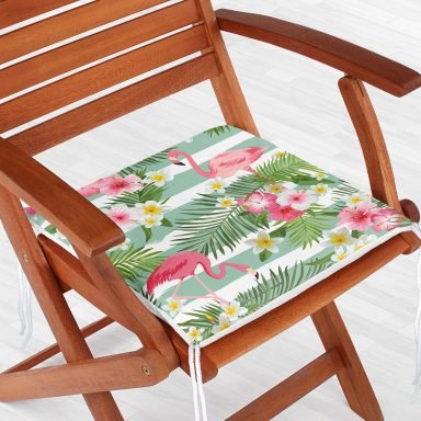 Flamingo Desen Dekoratif Kare Sandalye Minderi 40x40cm Fermuarlı - f728
