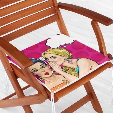 Pop Art Dekoratif Kare Sandalye Minderi 40x40cm Fermuarlı - f731