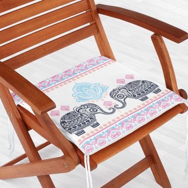 Fil Desenli Dekoratif Kare Sandalye Minderi 40x40cm Fermuarlı - f732