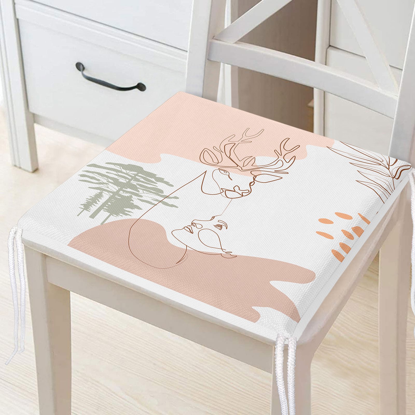 Frm-7337-Beyaz-Zeminde-Geyik-Desenli-Bayan-Silueti-Dijital-Baskili-Modern-Fermuarli-Sandalye-Minderi-Gorsel