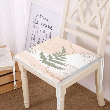 Pastel Renkli Yaprak Motifli Dijital Baskılı Modern Fermuarlı Sandalye Minderi