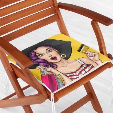 Pop Art Desen Dekoratif Kare Sandalye Minderi 40x40cm Fermuarlı - f736