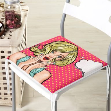 Pop Art Desen Dekoratif Kare Sandalye Minderi 40x40cm Fermuarlı - f737