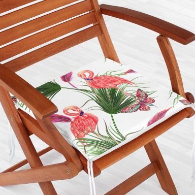 Flamingo Desen Dekoratif Kare Sandalye Minderi 40x40cm Fermuarlı - f738