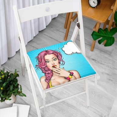 Pop Art Desen Dekoratif Kare Sandalye Minderi 40x40cm Fermuarlı - f739
