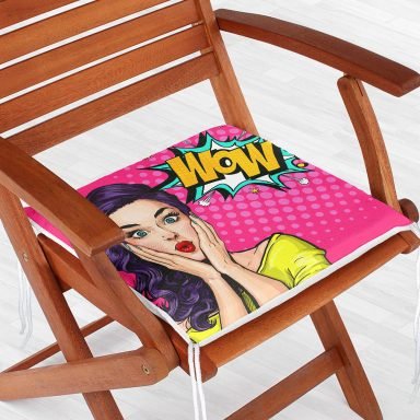 Pop Art Desen Dekoratif Kare Sandalye Minderi 40x40cm Fermuarlı - f740