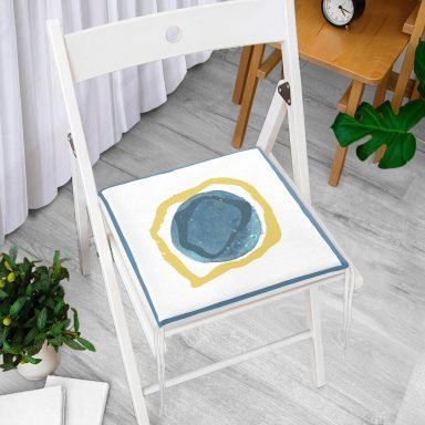 Renkli Zeminde Oval Çizimli Dijital Baskılı Modern Fermuarlı Sandalye Minderi