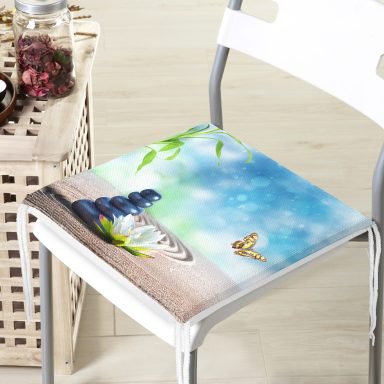 Modern Kelebek Dijital Baskılı Fermuarlı Sandalye Minderi