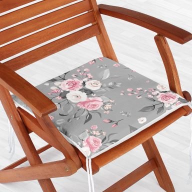 Renkli Zemin Üzerinde Flamingo Desenli Yaprak Motifli Dijital Baskılı Modern Fermuarlı Sandalye Minderi