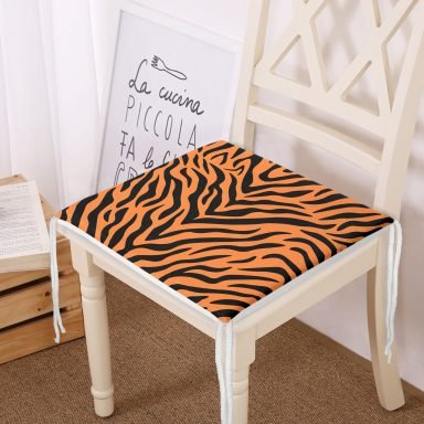 Renkli Zemin Üzerinde Siyah Zebra Motifli Dijital Baskılı Modern Fermuarlı Sandalye Minderi