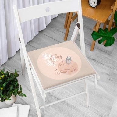 Pastel Zemin Üzerinde Antik Desenli Dijital Baskılı Modern Fermuarlı Sandalye Minderi