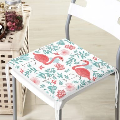 Flamingo Desen Dekoratif Kare Sandalye Minderi 40x40cm Fermuarlı - f845