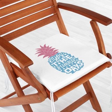 Ananas Desenli Dekoratif Kare Sandalye Minderi 40x40cm Fermuarlı - f846