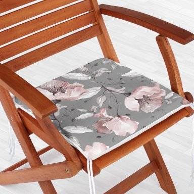 Pastel Zemin Üzerinde Renkli Çiçek Desenli Dijital Baskılı Modern Fermuarlı Sandalye Minderi