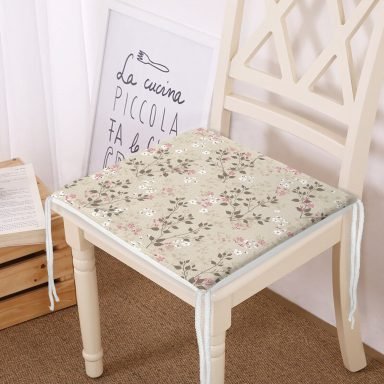 Pastel Zemin Üzerinde Çiçek Desenli Dijital Baskılı Modern Fermuarlı Sandalye Minderi
