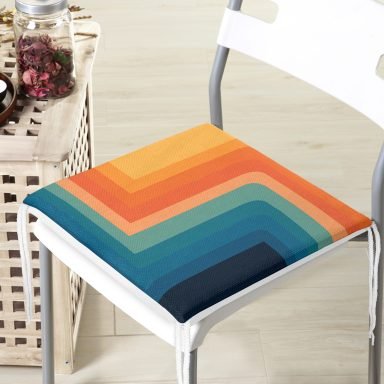 Geometrik Desenli Özel Tasarım Dijital Baskılı Modern Fermuarlı Sandalye Minderi