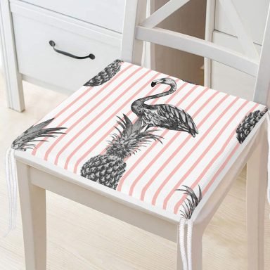 Flamingo Desen Dekoratif Kare Sandalye Minderi 40x40cm Fermuarlı - f903