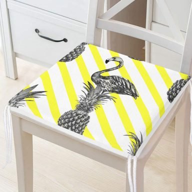 Flamingo Desen Dekoratif Kare Sandalye Minderi 40x40cm Fermuarlı - f905