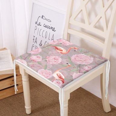 Flamingo Desen Dekoratif Kare Sandalye Minderi 40x40cm Fermuarlı - f917