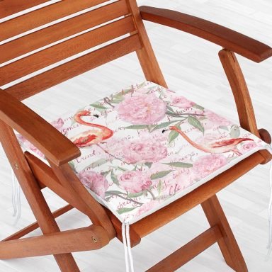 Flamingo Desen Dekoratif Kare Sandalye Minderi 40x40cm Fermuarlı - f918