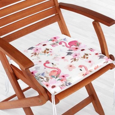Flamingo Desen Dekoratif Kare Sandalye Minderi 40x40cm Fermuarlı - f925