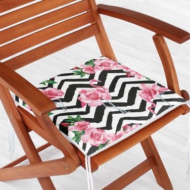 Flamingo Desen Dekoratif Kare Sandalye Minderi 40x40cm Fermuarlı - f927
