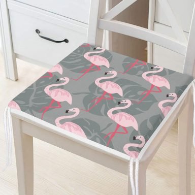 Flamingo Desen Dekoratif Kare Sandalye Minderi 40x40cm Fermuarlı - f931