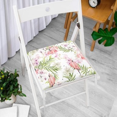 Flamingo Desen Dekoratif Kare Sandalye Minderi 40x40cm Fermuarlı - f932