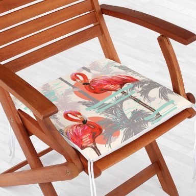 Flamingo Desen Dekoratif Kare Sandalye Minderi 40x40cm Fermuarlı - f933
