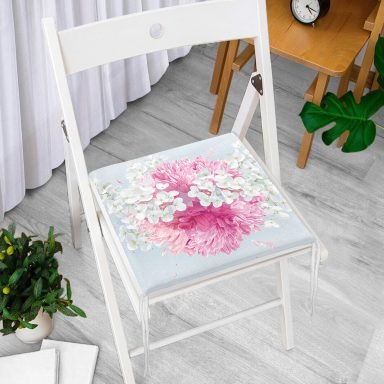 Özel Tasarım Ortanca Çiçeği Motifli Dijital Baskılı Modern Fermuarlı Sandalye Minderi