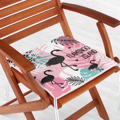 Flamingo Desen Dekoratif Kare Sandalye Minderi 40x40cm Fermuarlı - f942