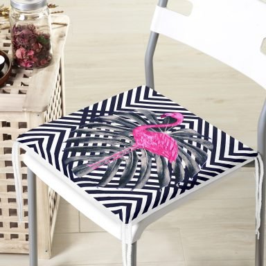 Flamingo Desen Dekoratif Kare Sandalye Minderi 40x40cm Fermuarlı - f968